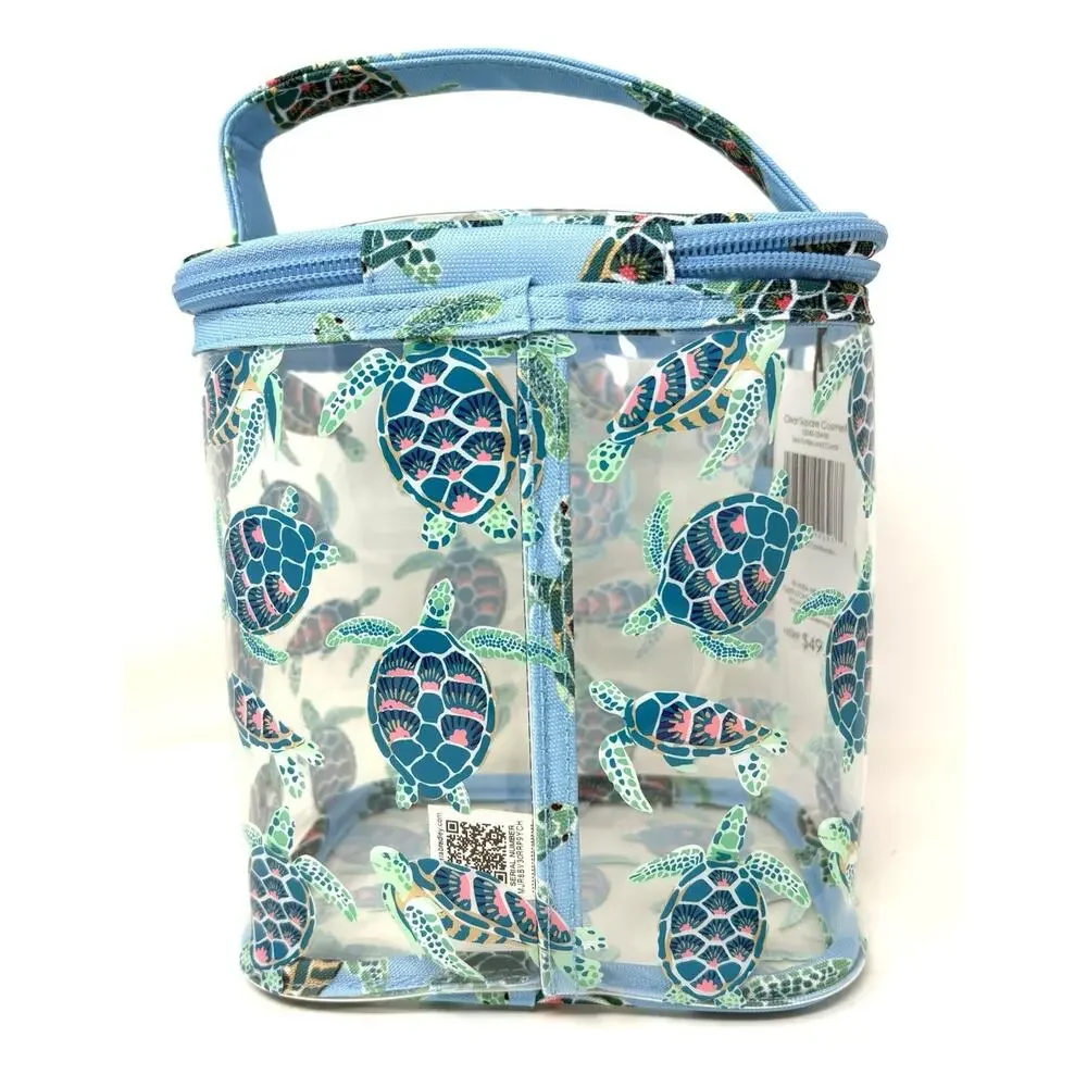 Vera Bradley Turtles Coral Clear Lotion Cosmetic Bag Shampoo See Through NWT